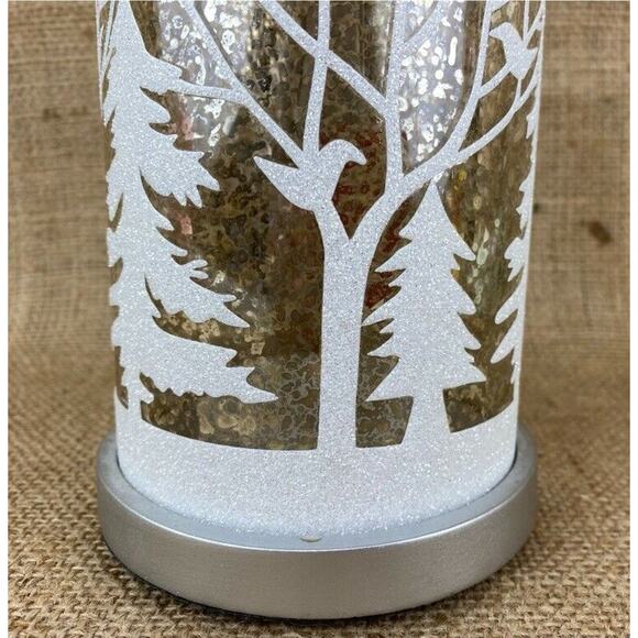 Mercury Glass Hurricane Lamp with Winter Wonderland Scene - Picture 5 of 11